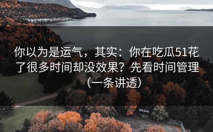 你以为是运气，其实：你在吃瓜51花了很多时间却没效果？先看时间管理（一条讲透）