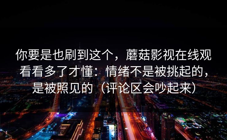 你要是也刷到这个，蘑菇影视在线观看看多了才懂：情绪不是被挑起的，是被照见的（评论区会吵起来）
