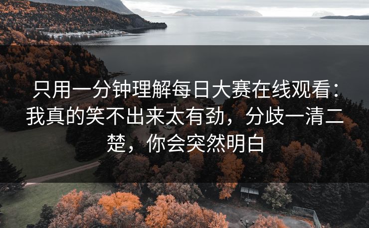 只用一分钟理解每日大赛在线观看：我真的笑不出来太有劲，分歧一清二楚，你会突然明白
