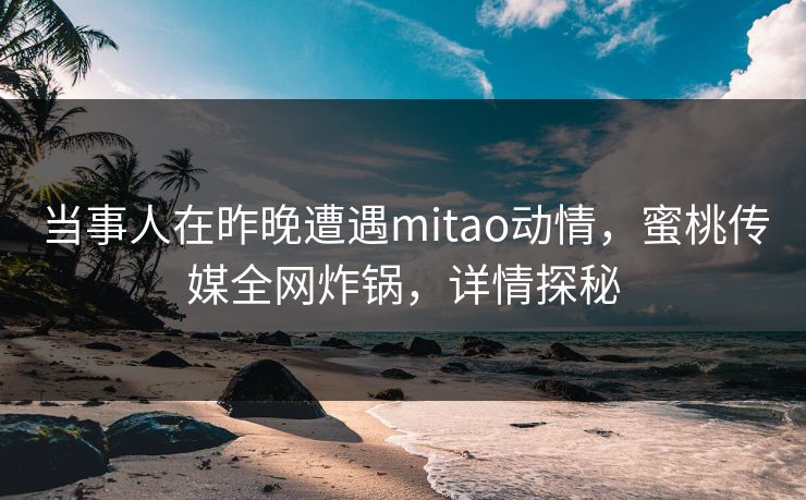 当事人在昨晚遭遇mitao动情，蜜桃传媒全网炸锅，详情探秘