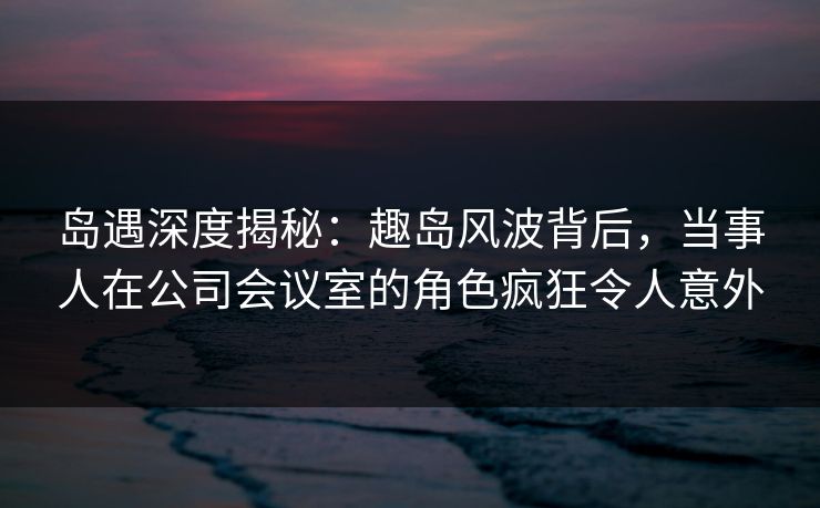 岛遇深度揭秘：趣岛风波背后，当事人在公司会议室的角色疯狂令人意外