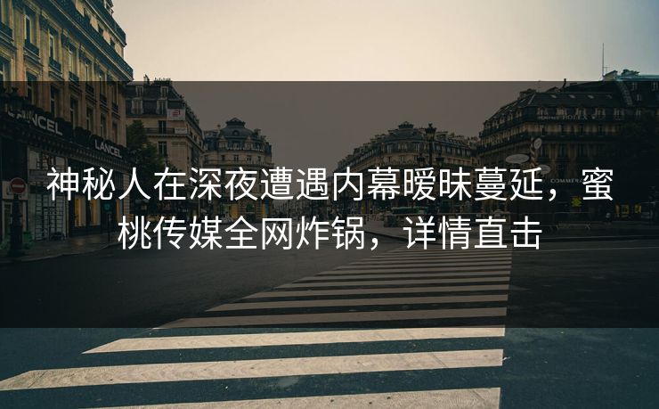 神秘人在深夜遭遇内幕暧昧蔓延，蜜桃传媒全网炸锅，详情直击